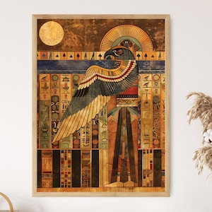 Egyptian Gods Art Print - Mythological Mural Reproduction - Spiritual Space Decor - Mythology Buff Gift
