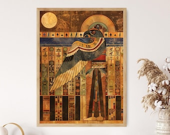 Lámina artística de dioses egipcios - Reproducción de mural mitológico - Decoración espacial espiritual - Regalo para aficionados a la mitología