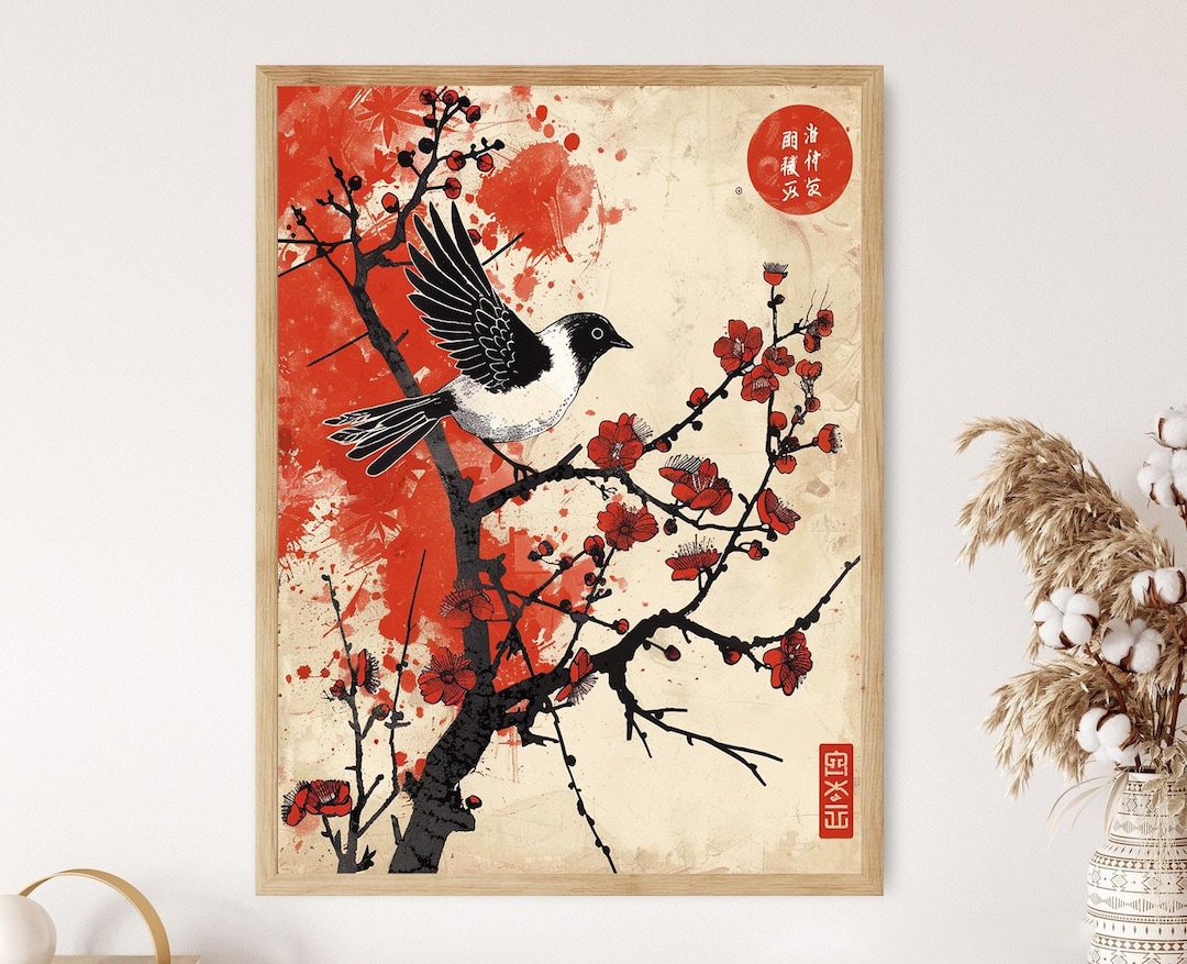 Vintage Hanafuda Card Art Print: Japanese Floral Illustration - Etsy