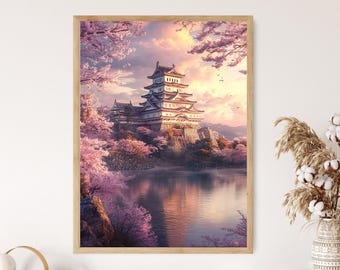姫路日本旅行ポスター: 姫路城桜ペイントアートプリント - Etsy 日本