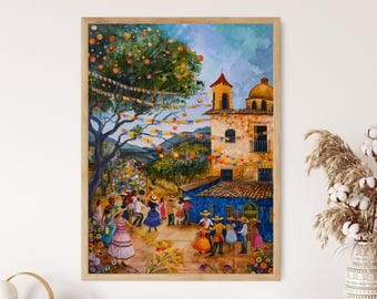 伝統的なフェスタジュニーナフェスティバルプリント、活気のある