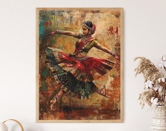 Kathak Dancer Giclee Print: Intricate Indian Dance Artwork