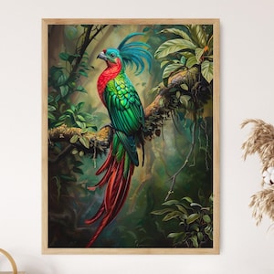 Quetzal resplendissant, habitat tropical luxuriant Impression artistique