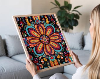 Choctaw Beadwork Art Print, Native American Designs, Bright Colors,  Traditional Ceremonial Pattern