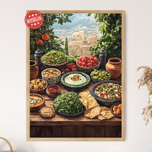 Libanese mezze-tafelkunstafdruk: decor mediterrane keuken