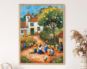 Mexican Folklore Art Print: Traditional Cultural Wall Decor