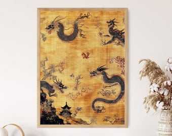 ドラゴン　龍　竜　楚国　漢代　帛画　シルク　絹　中国　骨董品　絵画　額縁　古美術 ドラゴン 龍 竜 楚国 漢代 帛画 シルク 絹 中国 骨董品 絵画