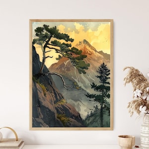 Artistic Tribute to Hiroshi Yoshida, Majestic Mountain Print, Zen Home Decor, Inspirational Art Gift