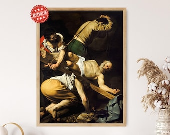 The Crucifixion of Saint Peter by Caravaggio Art Print, Baroque Religious Painting Poster, Italian Masterpiece, Crocifissione di San Pietro