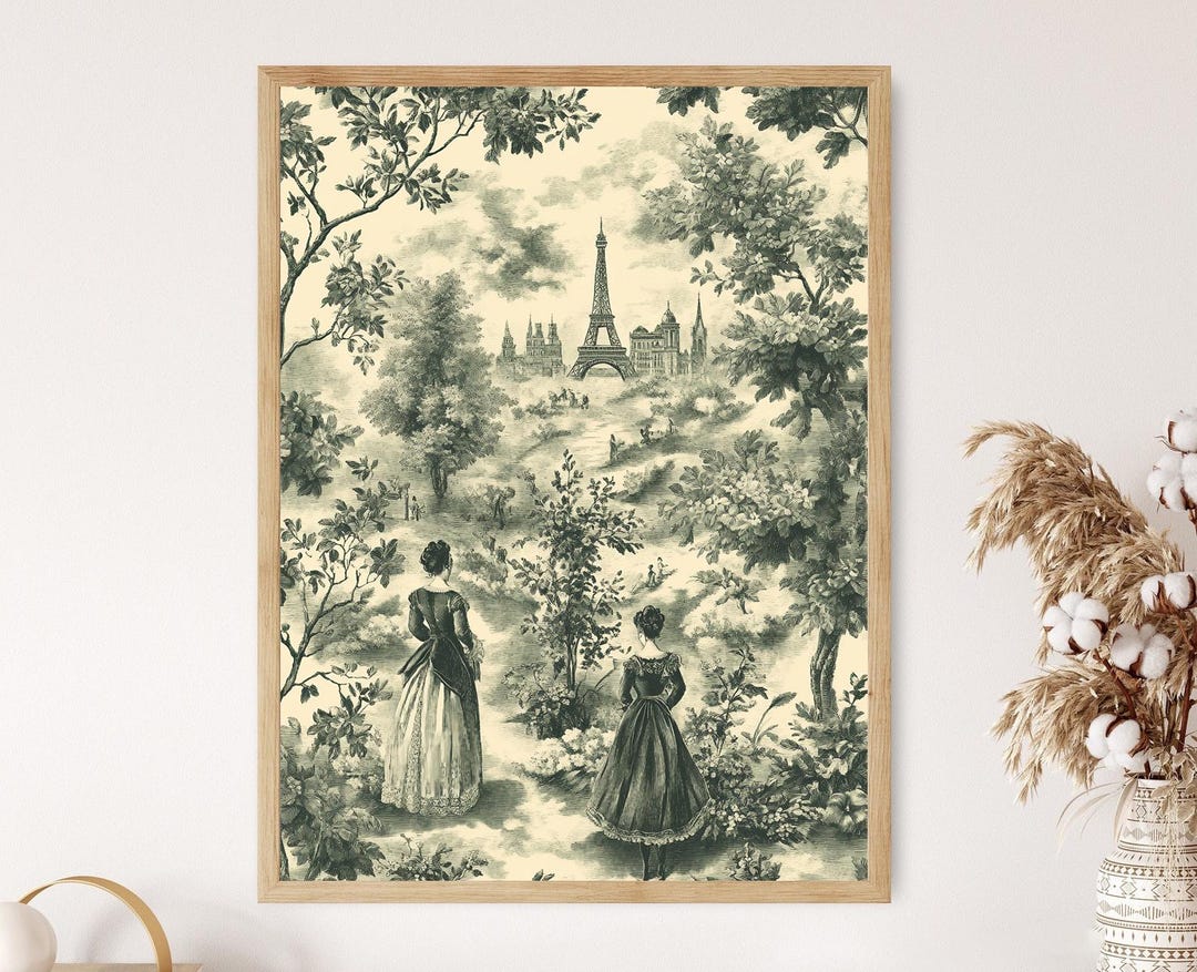 Parisian Toile De Jouy, Rococo French Landmarks, Elegant Vintage Print ...