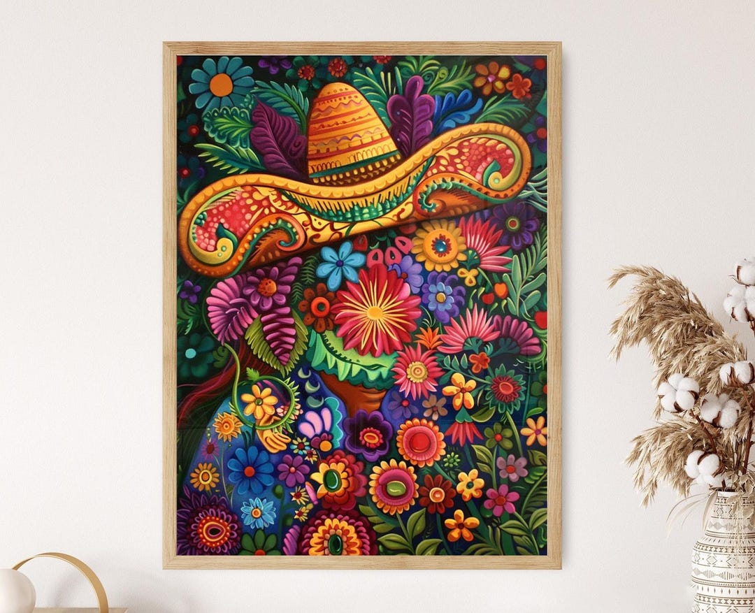 Sombrero Poster | Mexican Folk Art Print - Etsy
