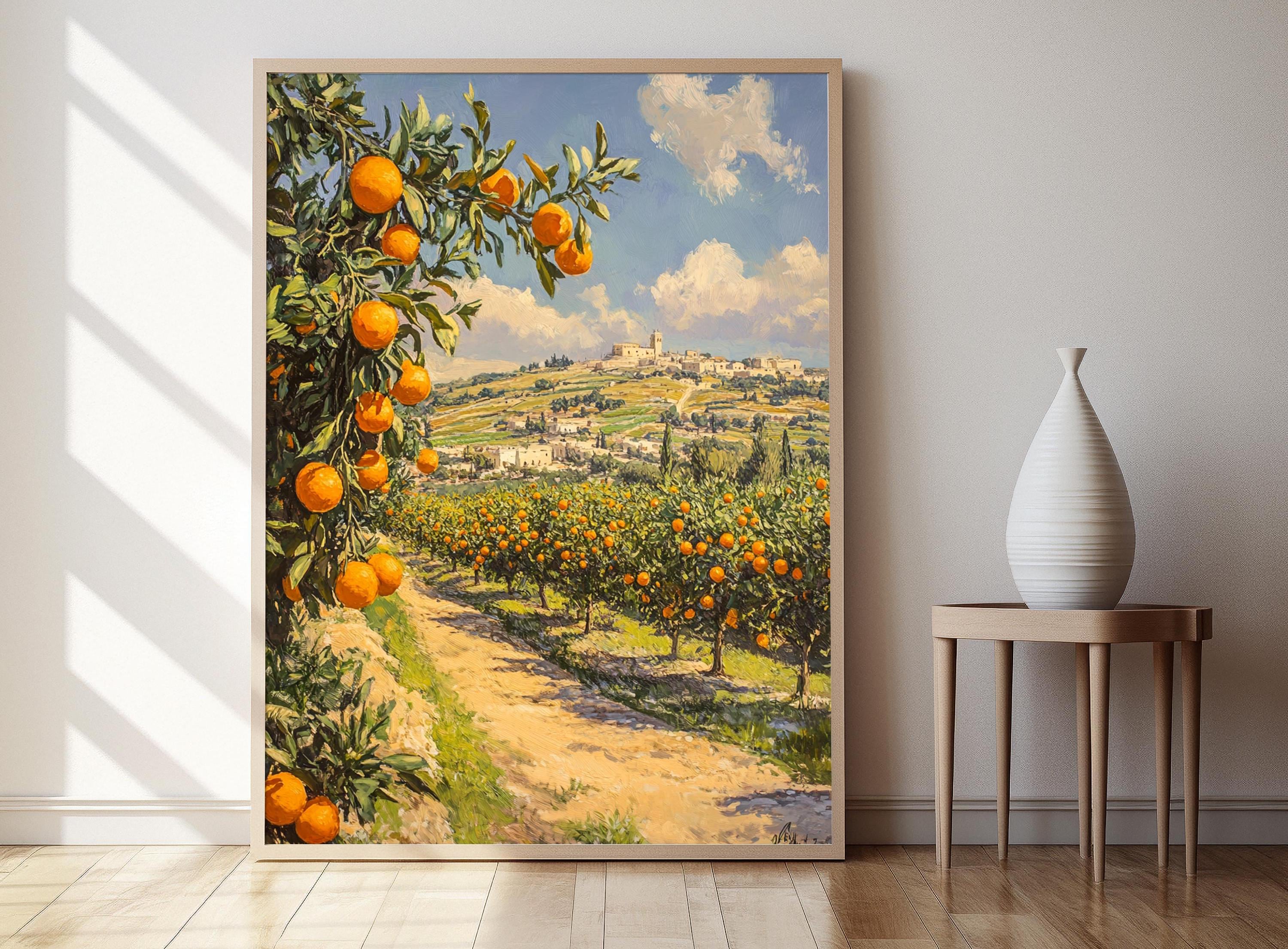 Tulkarm Countryside Art Print, Orange Groves and Farmers