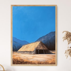 Haudenosaunee Longhouse Art Print, Mohawk Iroquois Culture, Native American