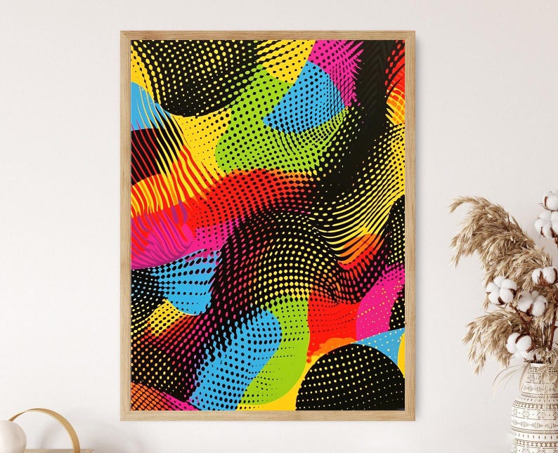 Impressão artística de ilusão de ótica: decoração de parede geométrica abstrata imagem 1
