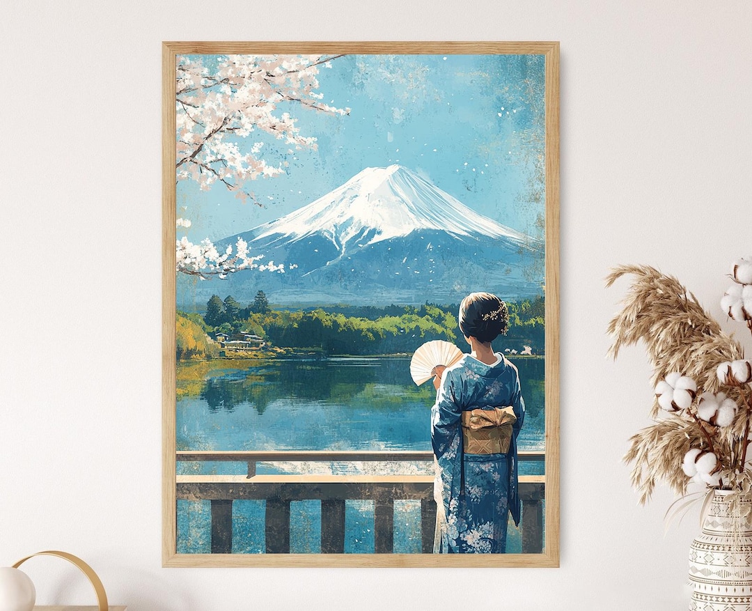 日本画 女性と山の風景 A4サイズ 日本画 女性と山の風景 A4サイズ 【公式通販】