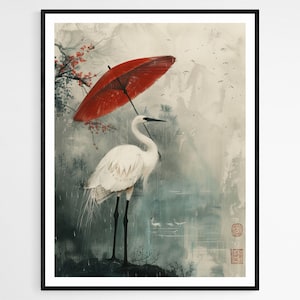 Dezenter Kunstdruck im Koson Ohara Stil, Wildtier Illustration, Ideal für elegantes Wohnzimmer, künstlerisches Jubiläumsgeschenk