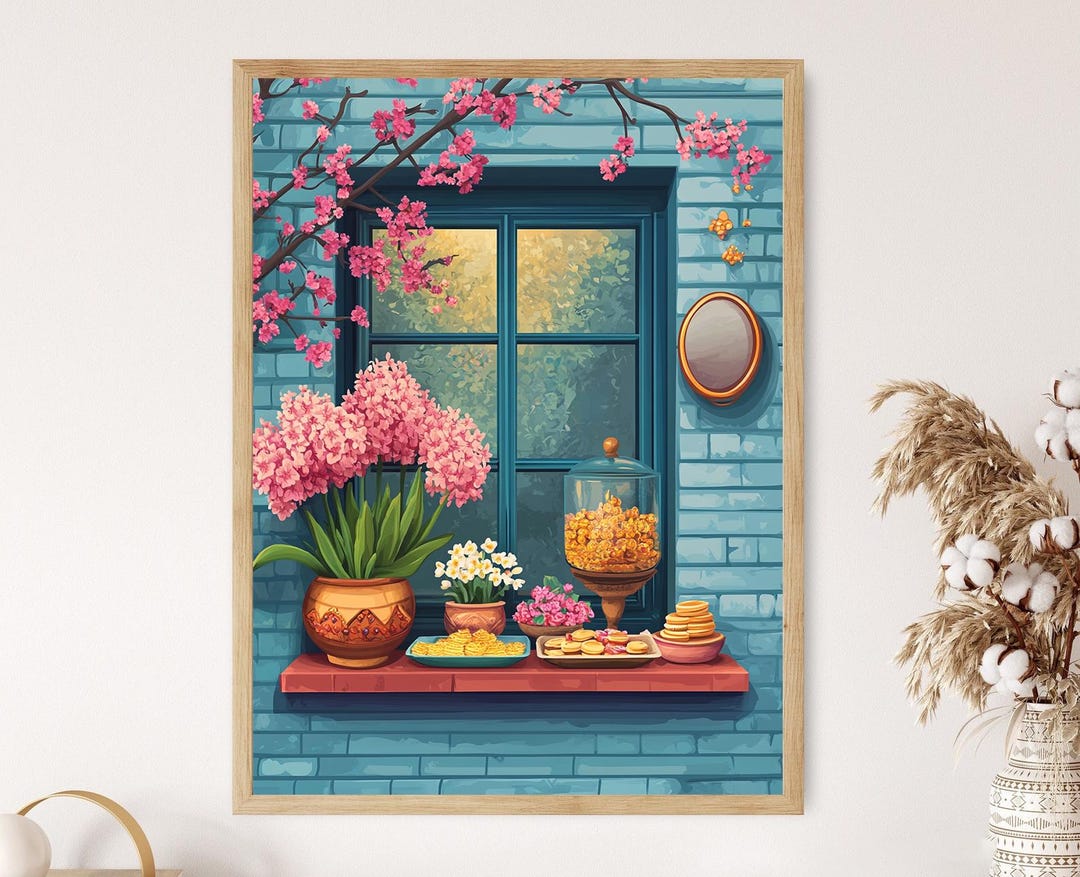Nowruz Flower and Sweets Shop Poster, Persian New Year Storefront Art ...