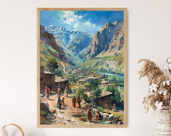 Zagros Mountain of Kurdistan Wall Art | Kurdish Landscape Print, Vibrant Cultural Decor, Traditional Kurdish Art, Home Office Wall Decor