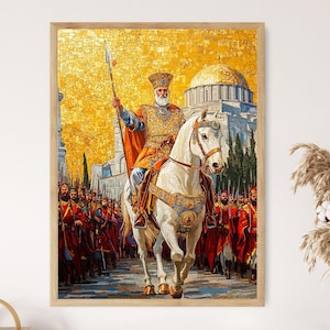 Byzantine Procession Painting, Constantinople Emperor Poster, Medieval History Art Print