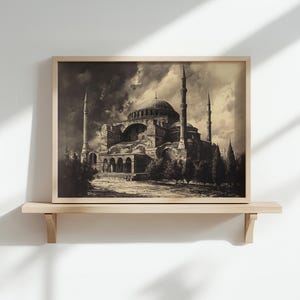 Litografia di Santa Sofia: stampa artistica murale di Istanbul Landmark