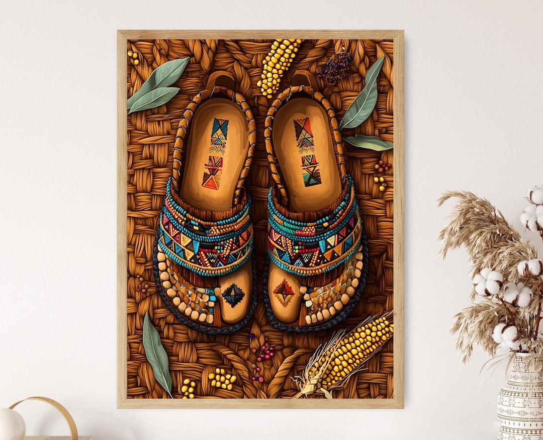 Tarahumara Huaraches Illustration, Handmade Leather Sandals Poster ...
