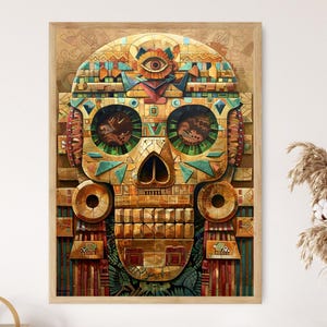 Aztec Art Print, Intricate Cultural Design, Office Wall Embellishment, Thoughtful Ethnic Art Gift
