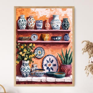 Nabeul Pottery Art Print, Tunisian Handcrafted Ceramics
