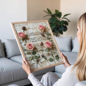 Vintage Rose and Music Sheet Art Print: Romantic Floral Wall Decor - Etsy