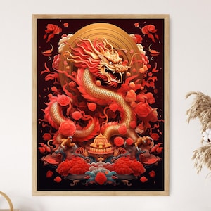 Year of the Dragon Art Print, Vibrant Chinese New Year Decor, Perfect Lunar New Year Gift, Asian Heritage Art