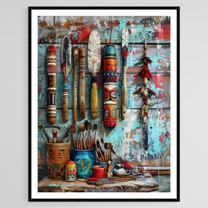 Inuit Tools and Crafts Painting, Arctic Cultural Art