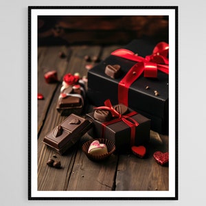 Impresión de arte de chocolate del día de San Valentín - Decoración de pared de postre delicioso