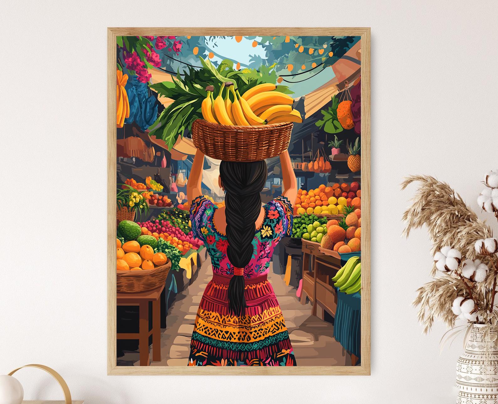 Maya 油彩画 女性と道具 Mayan Woman Painting - Etsy