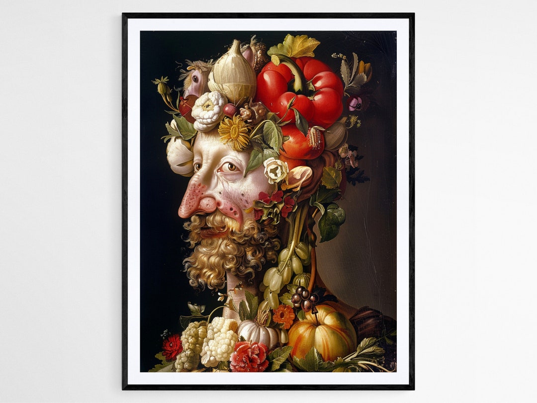 Giuseppe Arcimboldo Inspired Art Print, Unique Fruit & Veg