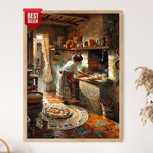 Rustic Mexican Kitchen Print, Cocina Artwork, Mexican Restaurant Decor