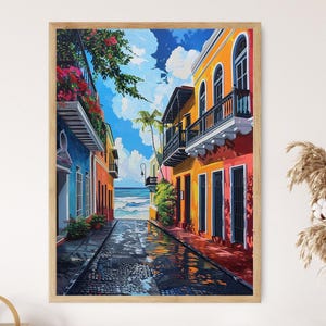 Old San Juan, Puerto Rico Art Print, Vibrant Island Scene, Wall Decor, Travel Souvenir Gift