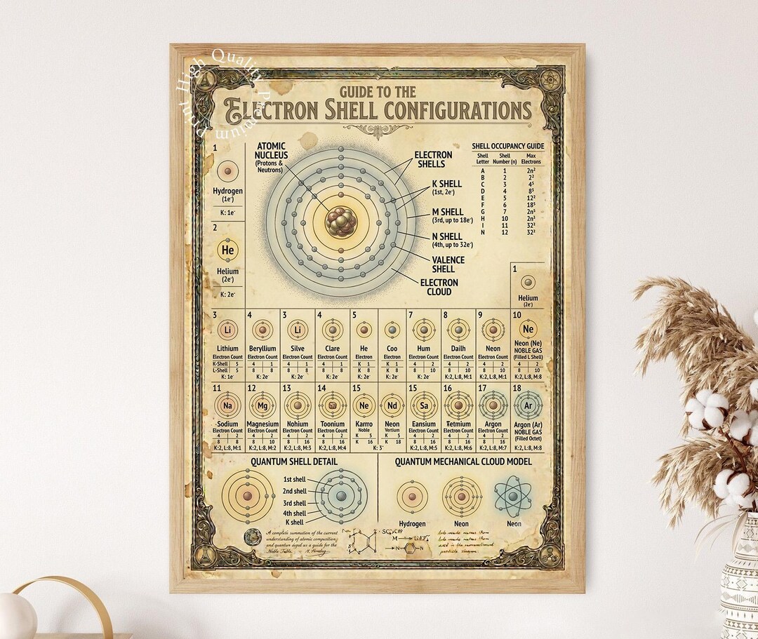 Electron Shell Configuration Chart Poster, Atomic Orbitals Guide ...