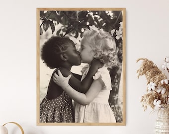 Kissing Girls Anti-Racism Print, Bold Statement Home Decor, Thoughtful Equality Gift