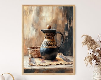Ethiopian Jebena Art Print, Traditional Coffee Pot