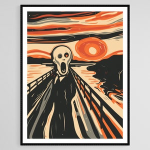 Edvard Munch Inspired Expressionism Art Print, Norwegian Modern Art, The Scream