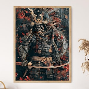 Shogun Illustration Art - Handcrafted Samurai Painting, Traditional Japanese Decor, Perfect Anniversary Gift