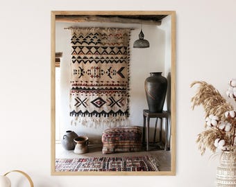 Nigerian Textile Art Print, Traditional Rug Painting, Unique Motifs