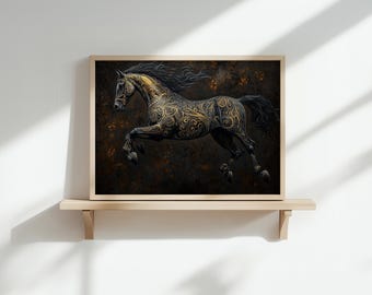 手作り樹脂製馬の像：ゴールドの室内装飾動物の置物 - Etsy 日本