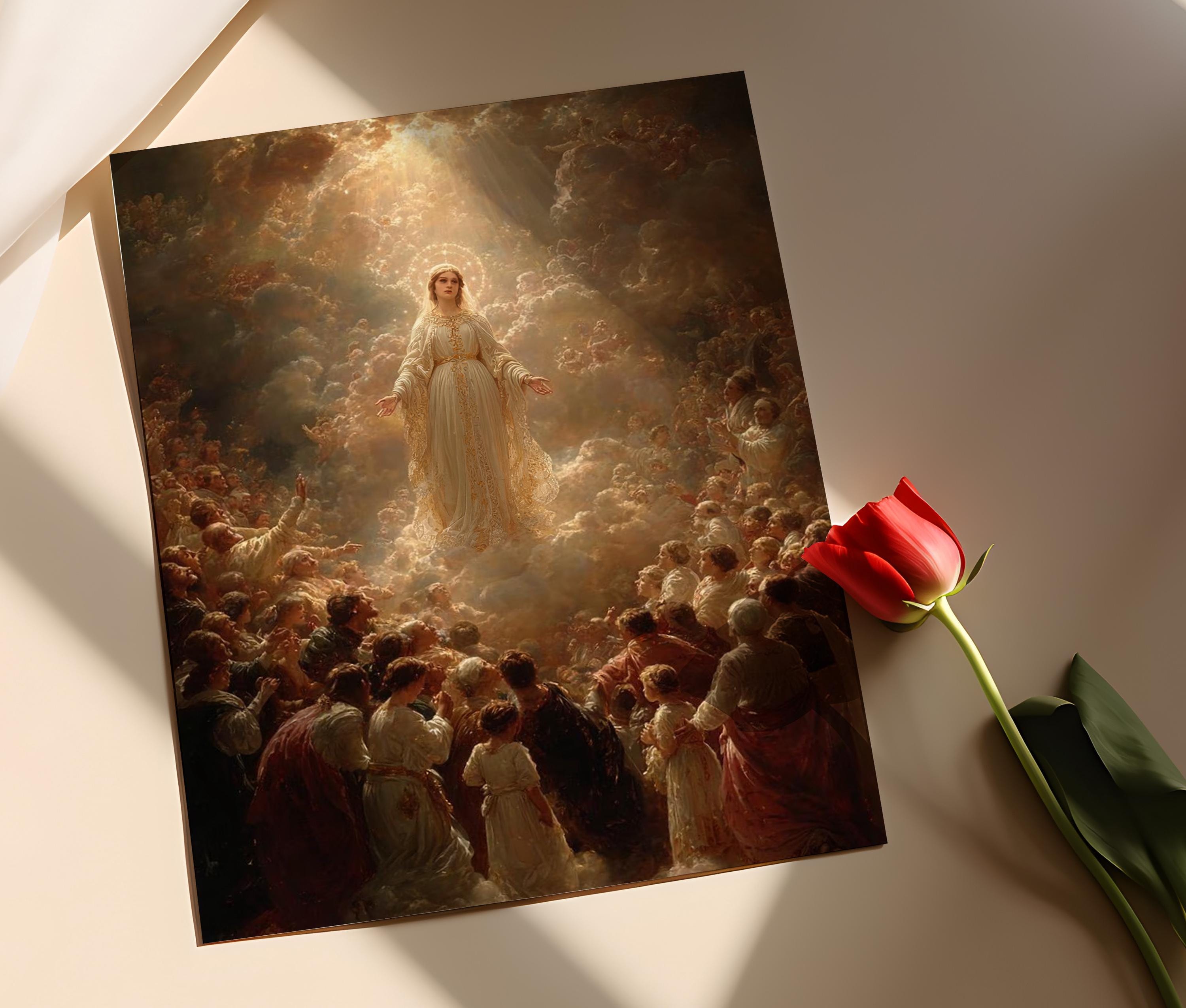 Our Lady Queen of the Rosary Art Print: Catholic Devotional Poster - Etsy