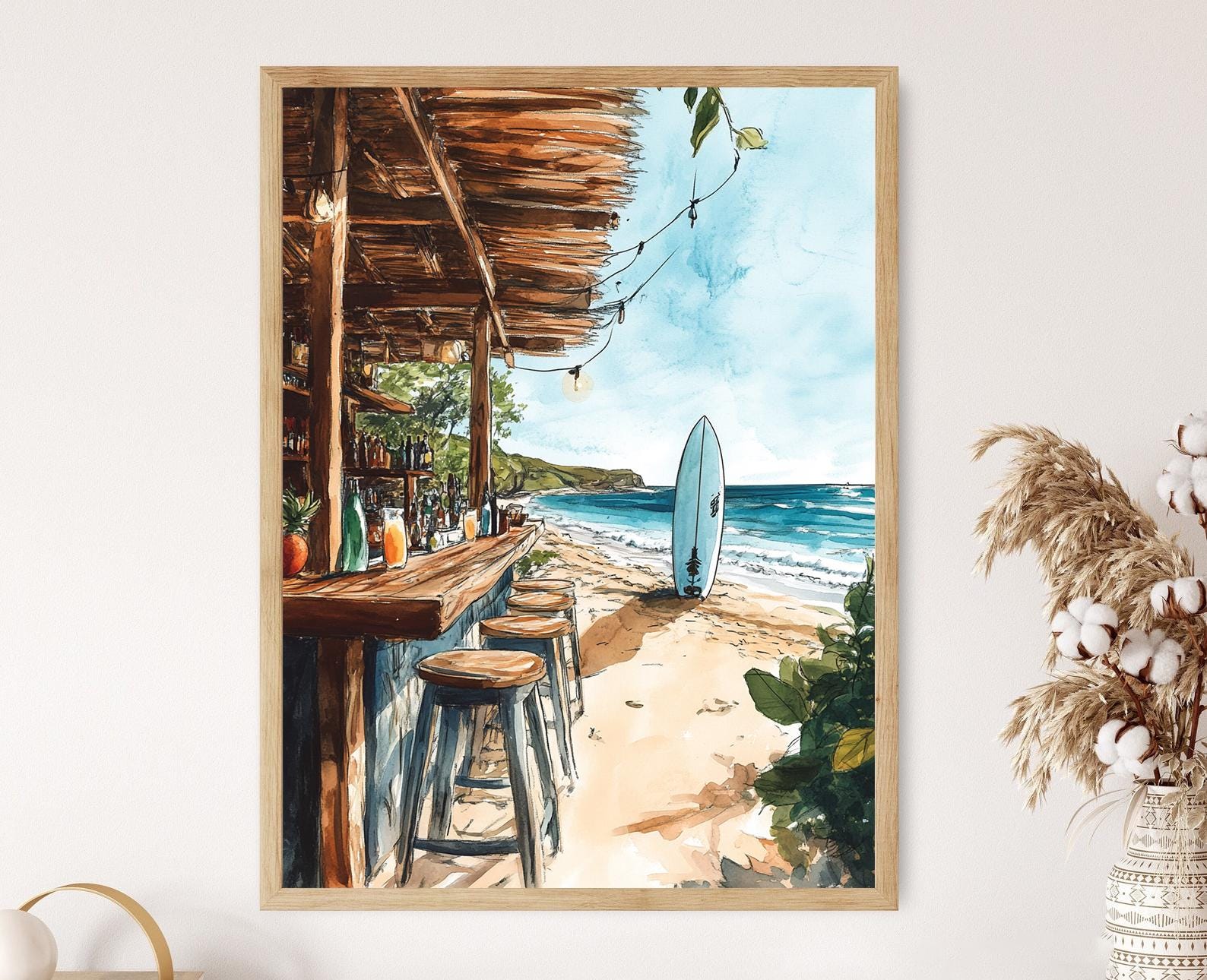 Playa Negra Beach Bar Print, Costa Rican Surf Vibes