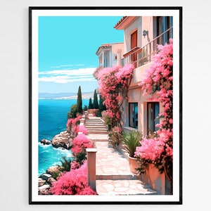 Impresión fotográfica de la costa francesa, arte mural de playa serena, decoración perfecta para el hogar y la oficina, regalo único para inauguración de la casa.
