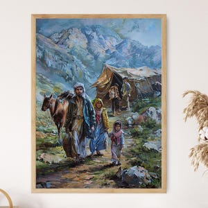 Kurdish Nomadic Life Art Print, detailed handcrafted artwork for home decoration, special heritage gift