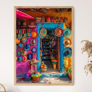 Sombrero Vueltiao Art Print – Colombian Hat Shop Wall Decor, Latin American Folk Art, Handmade Style Illustration, Cultural Home Decoration