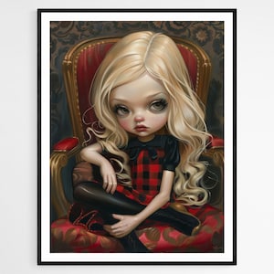 Impresión de bellas artes de chica enojada / cartel lowbrow