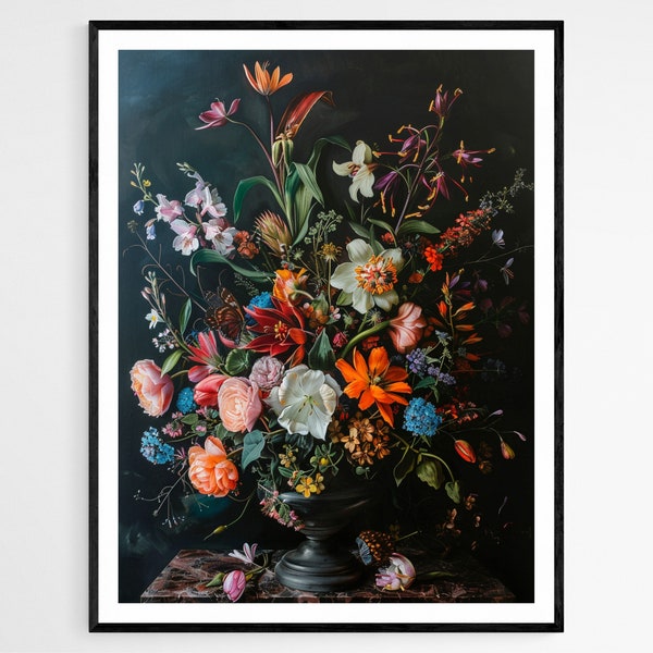 Rachel Ruysch inspired Floral Art Print, Delicate Dutch Still Life, Home Interior Accent, Art Collector Gift
