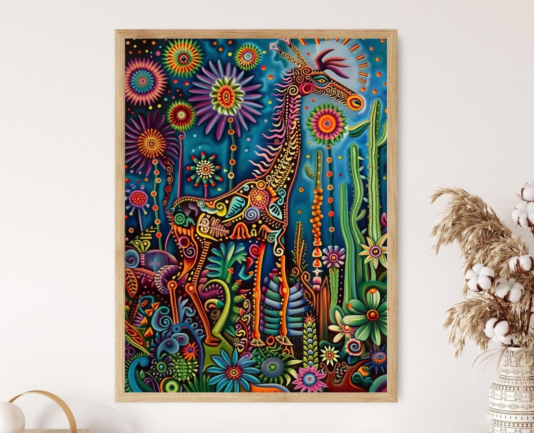 Huichol Pattern Art Print, Bright Cultural Decor, Kitchen Wall Art ...